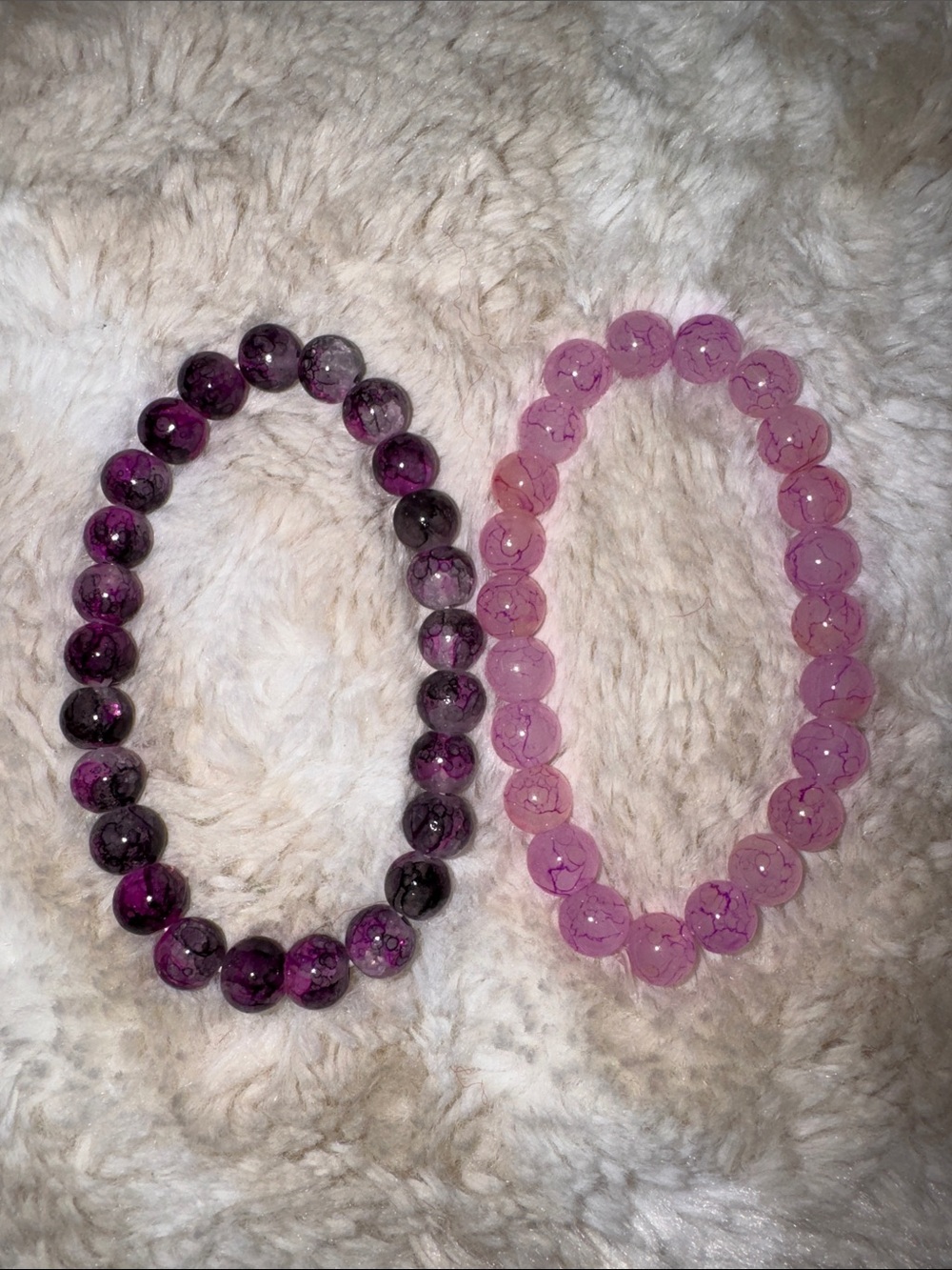 Pink and Purple Beaded Stretch Bracelets